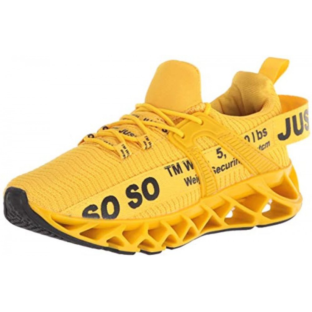 Women's Running Shoes Non Slip Athletic Tennis Walking Blade Type Sneakers Yellow