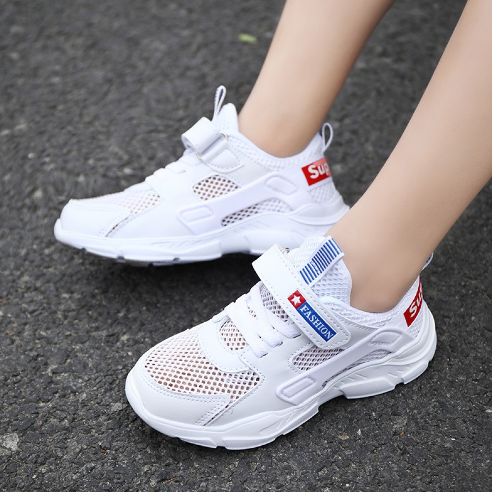 Children's White Shoes Summer New Soft Sole Single-Layer Mesh Panel Casual Shoes